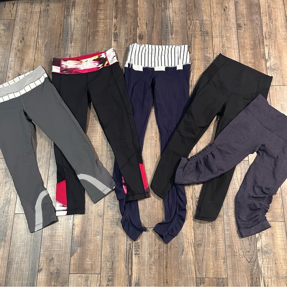 Size 4 Lululemon Pant Lot of 5 items Leggings Pants Yoga Crop Various Styles